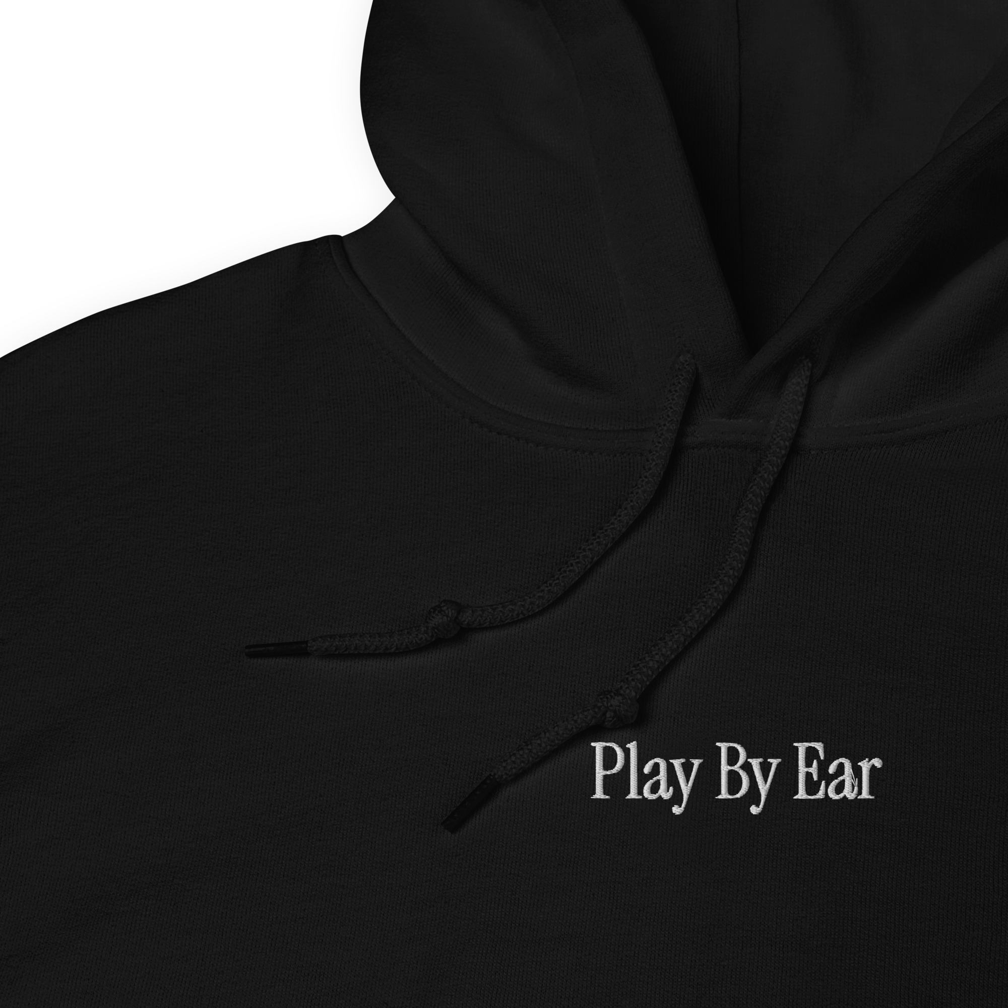 Play By Ear Hoodie — logo detail